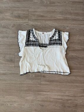 Free People Sarafina Embroidered Yoke Crop Top, Size XS – Like New